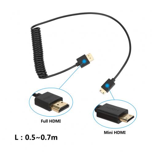 Mini-HDMI to HDMI Coiled Cable